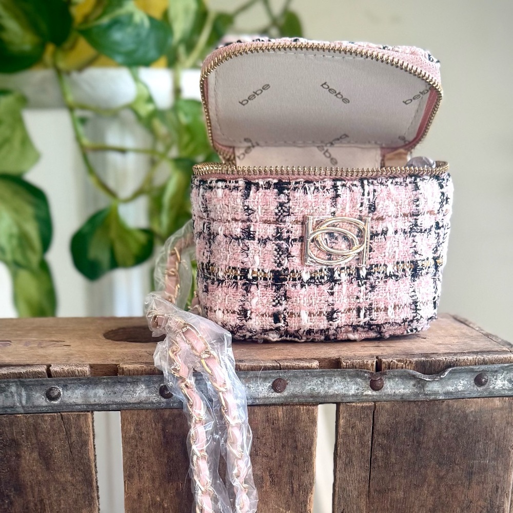 NWT Bebe Kamala Mini Tweed Square Crossbody - Blush (Pink)